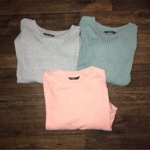 3 color rib knit shirt